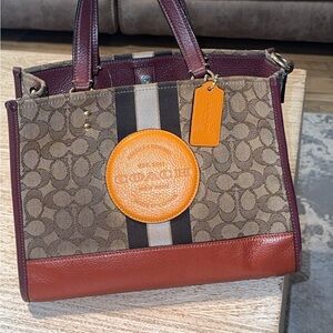 Coach Brown and Orange Signature Tote